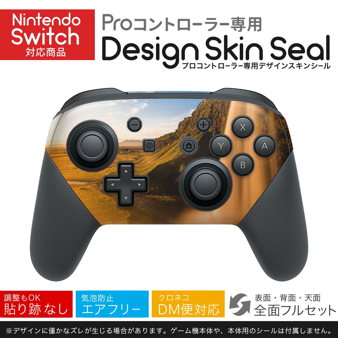 Nintendo Switch 用 PROコントローラ 専用 ニンテンドー スイッチ プロコン 専用 デザインスキンシール 全面セット カバー ケース 保護 フィルム ステッカー デコ アクセサリー 023458 景色 滝 自然