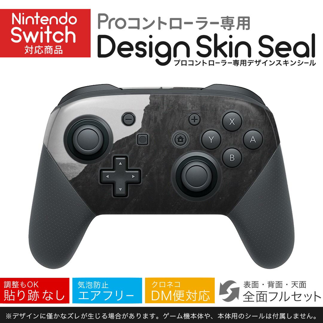 Nintendo Switch 用 PROコントローラ 専用 ニンテンドー スイッチ プロコン 専用 デザインスキンシール 全面セット カバー ケース 保護 フィルム ステッカー デコ アクセサリー 023590 山 モノクロ 景色