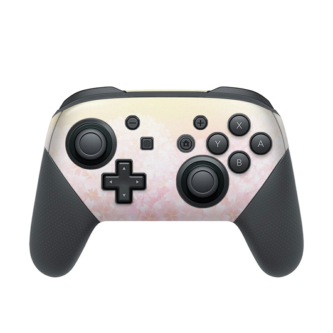 Nintendo Switch 用 PROコントローラ 専用 ニンテンドー スイッチ プロコン 専用 デザインスキンシール 全面セット カバー ケース 保護 フィルム ステッカー デコ アクセサリー 005306 桜 ピンク オレンジ