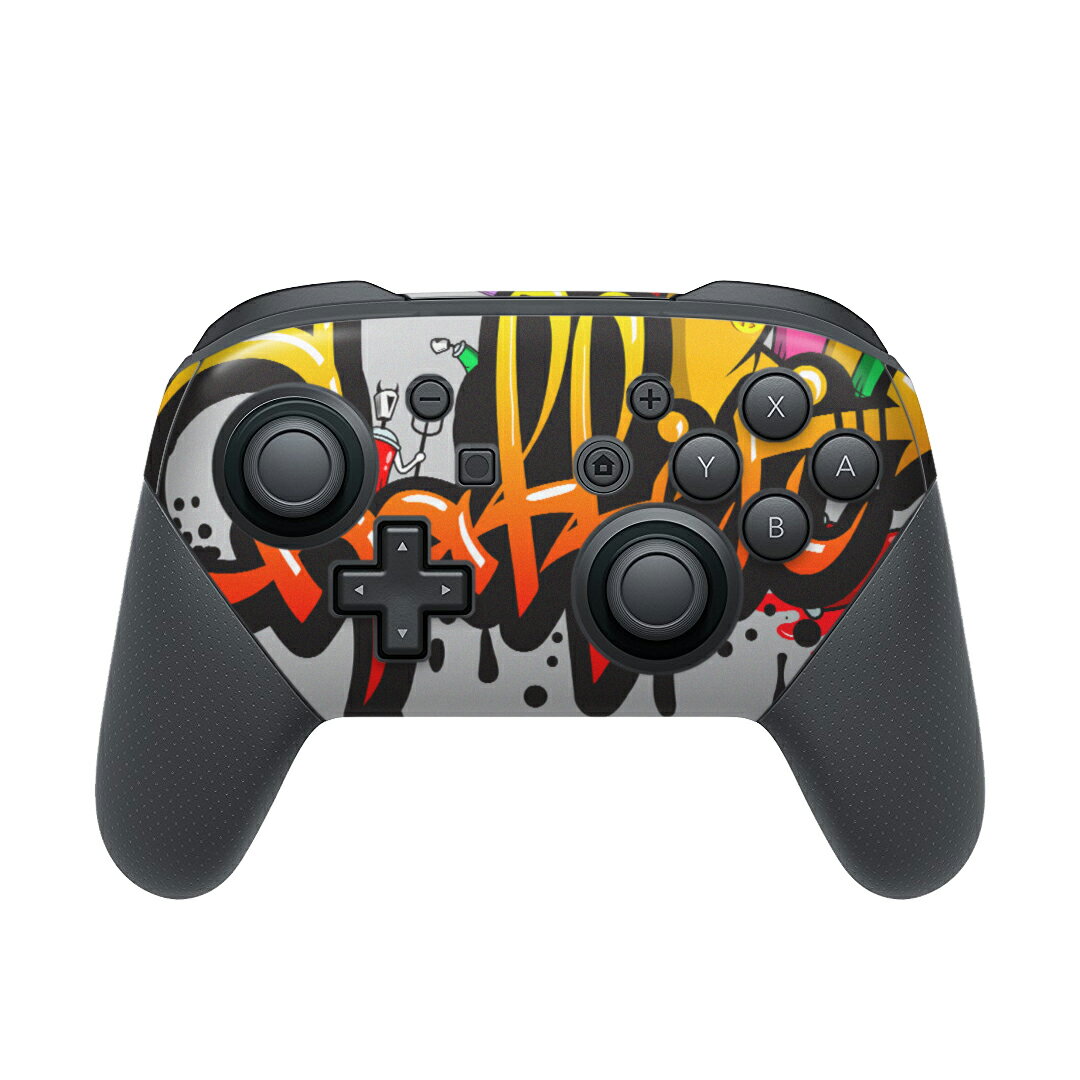 Nintendo Switch 用 PROコントローラ 専用 ニンテンドー スイッチ プロコン 専用 デザインスキンシール 全面セット カバー ケース 保護 フィルム ステッカー デコ アクセサリー 006934 カラフル　インク　スプレー