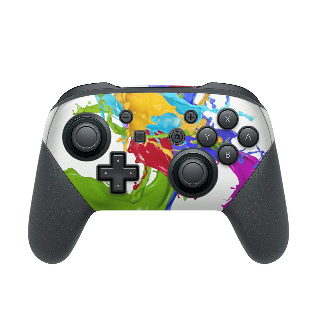 Nintendo Switch 用 PROコントローラ 専用 ニンテンドー スイッチ プロコン 専用 デザインスキンシール 全面セット カバー ケース 保護 フィルム ステッカー デコ アクセサリー 007940 インク　ペンキ　カラフル