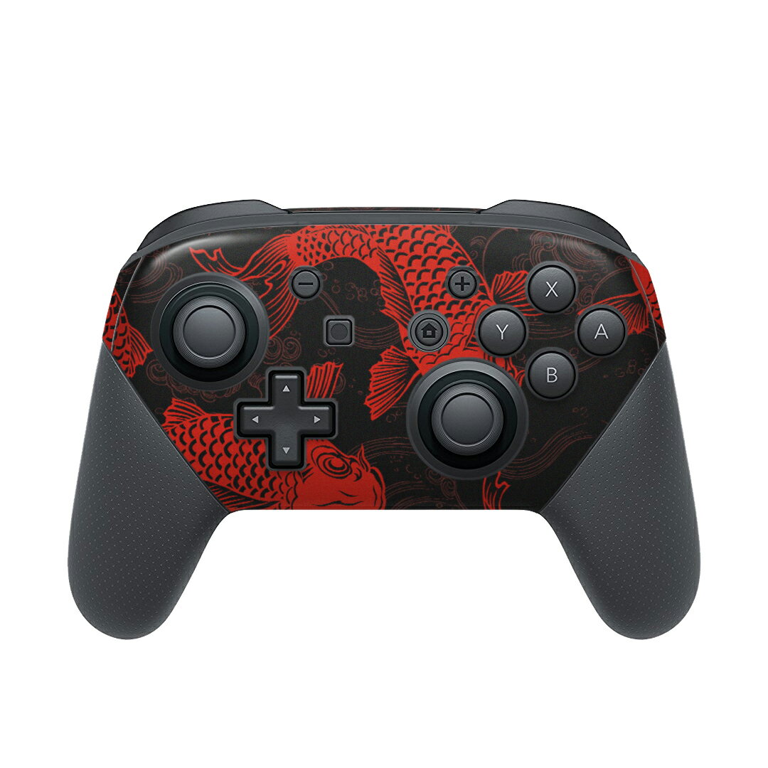 Nintendo Switch 用 PROコントローラ 専用 ニンテンドー スイッチ プロコン 専用 デザインスキンシール 全面セット カバー ケース 保護 フィルム ステッカー デコ アクセサリー 007975 和風　和柄　鯉　赤　レッド　魚