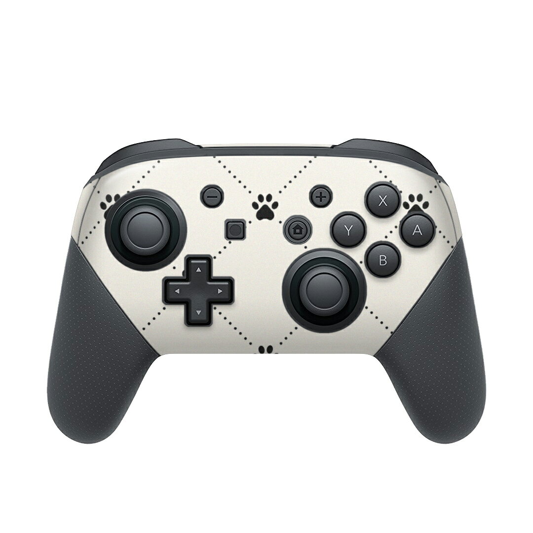 Nintendo Switch 用 PROコントローラ 専用 ニンテンドー スイッチ プロコン 専用 デザインスキンシール 全面セット カバー ケース 保護 フィルム ステッカー デコ アクセサリー 008215 足跡 白黒 ブラック 模様