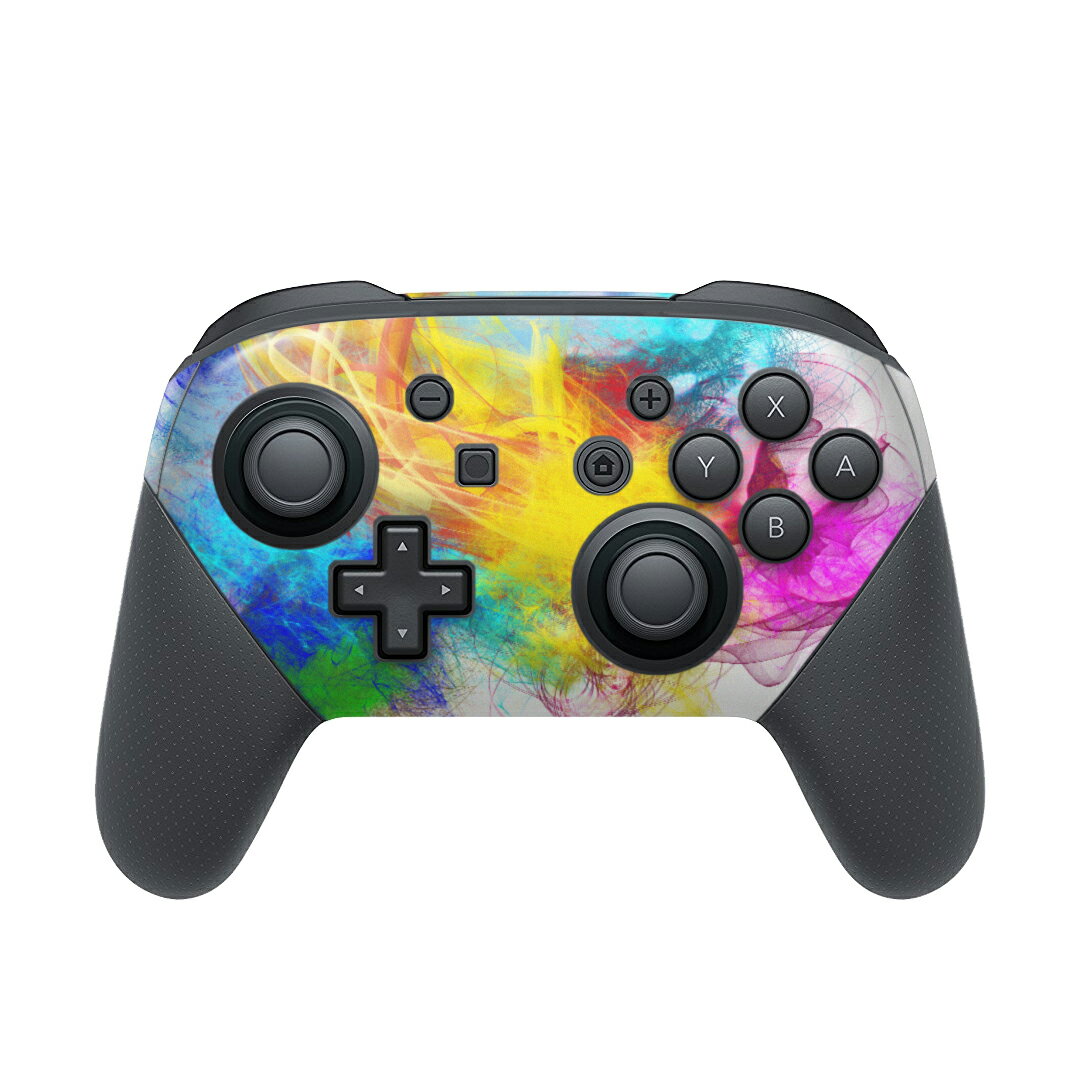 Nintendo Switch 用 PROコントローラ 専用 ニンテンドー スイッチ プロコン 専用 デザインスキンシール 全面セット カバー ケース 保護 フィルム ステッカー デコ アクセサリー 008805 カラフル　煙　写真
