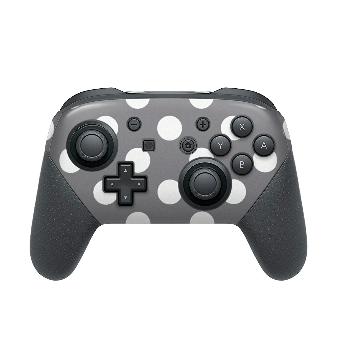 Nintendo Switch 用 PROコントローラ 専用 ニンテンドー スイッチ プロコン 専用 デザインスキンシール 全面セット カバー ケース 保護 フィルム ステッカー デコ アクセサリー 009091 シンプル　水玉　ドット　グレー