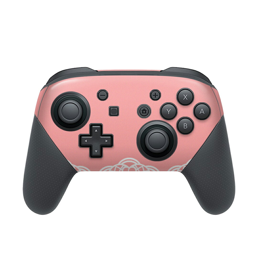 Nintendo Switch 用 PROコントローラ 専用 ニンテンドー スイッチ プロコン 専用 デザインスキンシール 全面セット カバー ケース 保護 フィルム ステッカー デコ アクセサリー 009820 レース ピンク