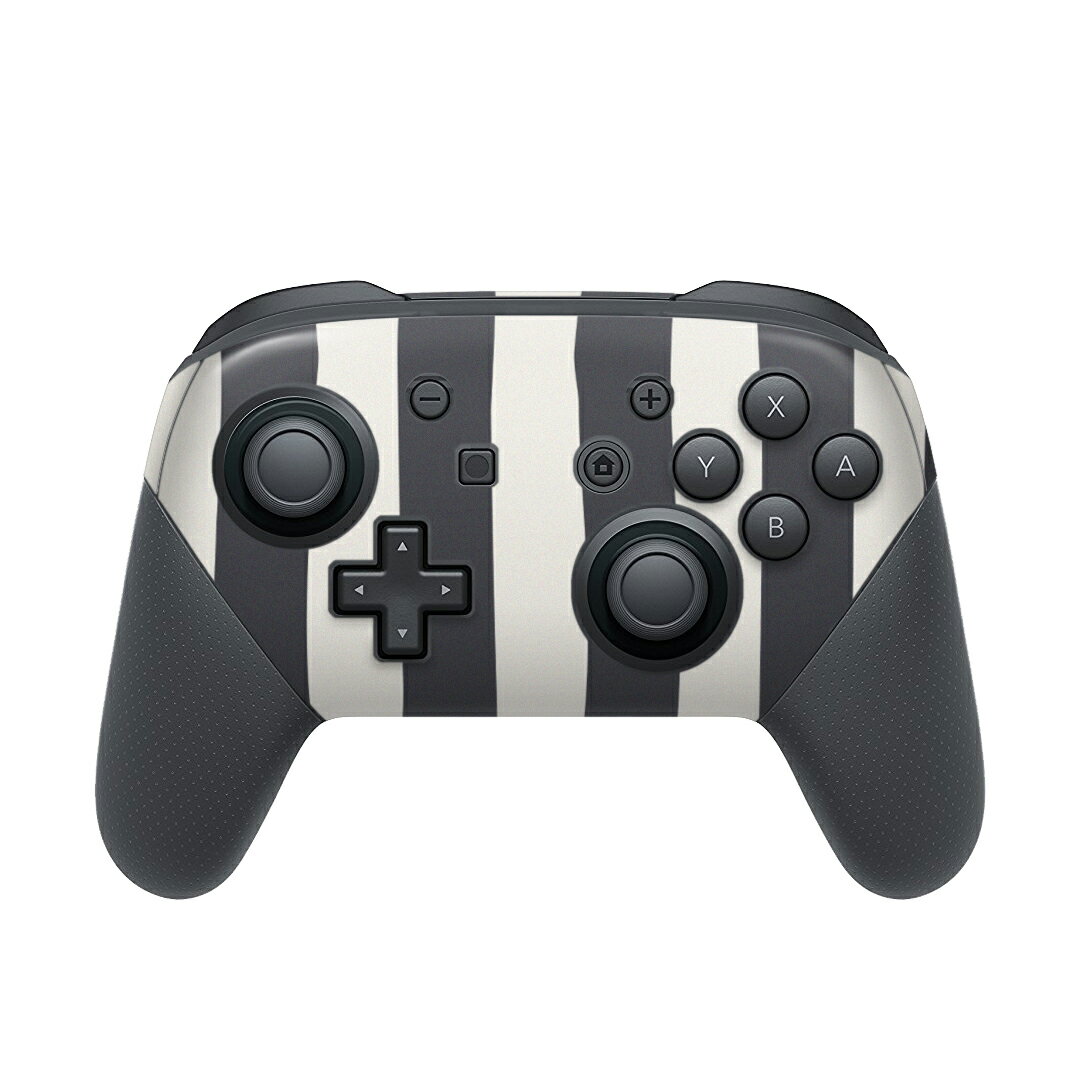 Nintendo Switch 用 PROコントローラ 専用 ニンテンドー スイッチ プロコン 専用 デザインスキンシール 全面セット カバー ケース 保護 フィルム ステッカー デコ アクセサリー 010739 ボーダー　白　黒