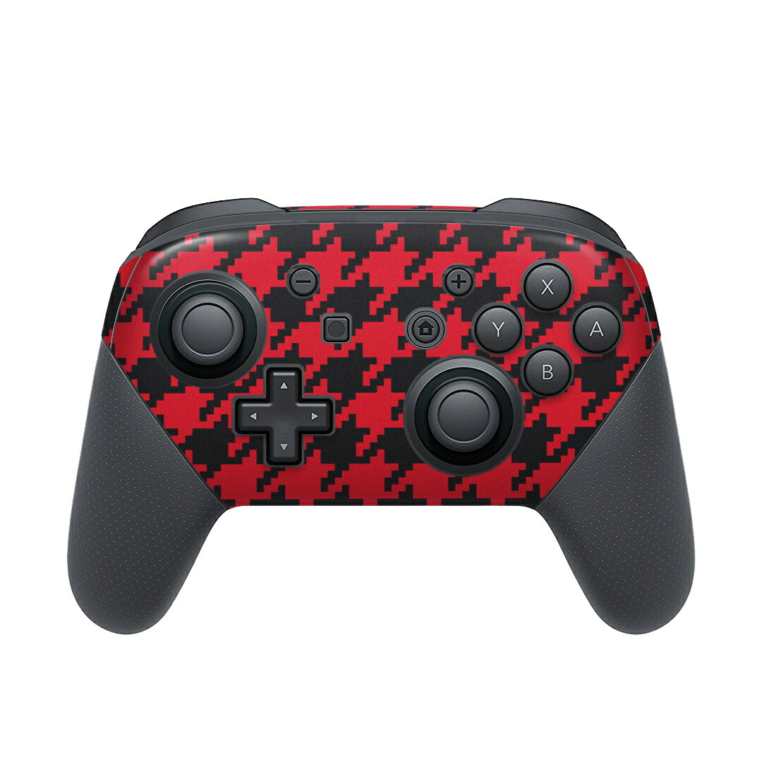 Nintendo Switch 用 PROコントローラ 専用 ニンテンドー スイッチ プロコン 専用 デザインスキンシール 全面セット カバー ケース 保護 フィルム ステッカー デコ アクセサリー 012434 千鳥　柄　赤