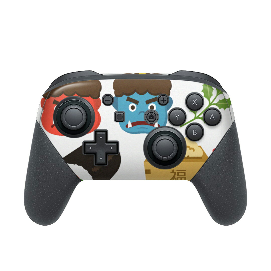 Nintendo Switch 用 PROコントローラ 専用 ニンテンドー スイッチ プロコン 専用 デザインスキンシール 全面セット カバー ケース 保護 フィルム ステッカー デコ アクセサリー 012872 節分　鬼　豆