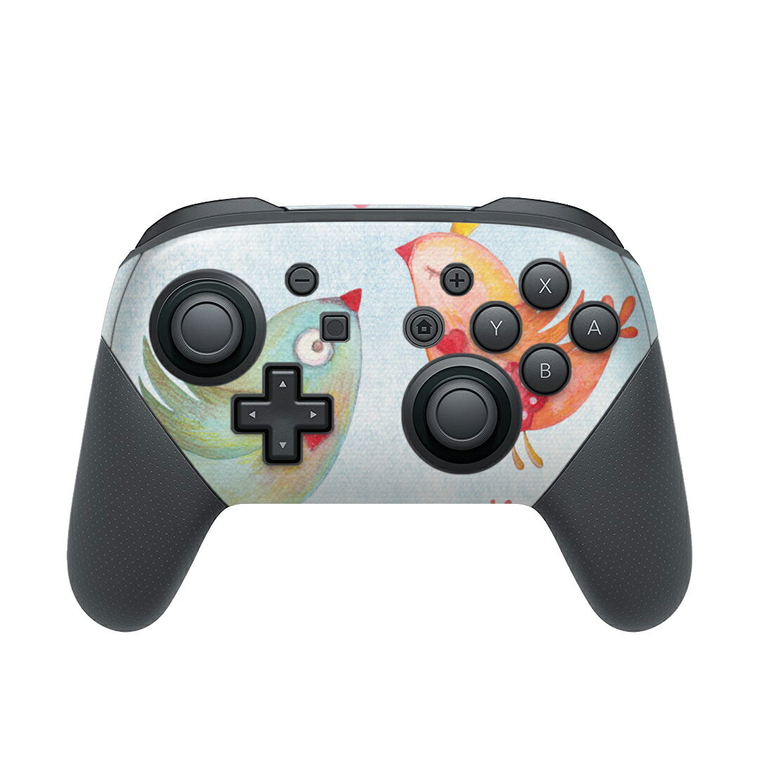 Nintendo Switch 用 PROコントローラ 専用 ニンテンドー スイッチ プロコン 専用 デザインスキンシール 全面セット カバー ケース 保護 フィルム ステッカー デコ アクセサリー 013567 鳥 ハート