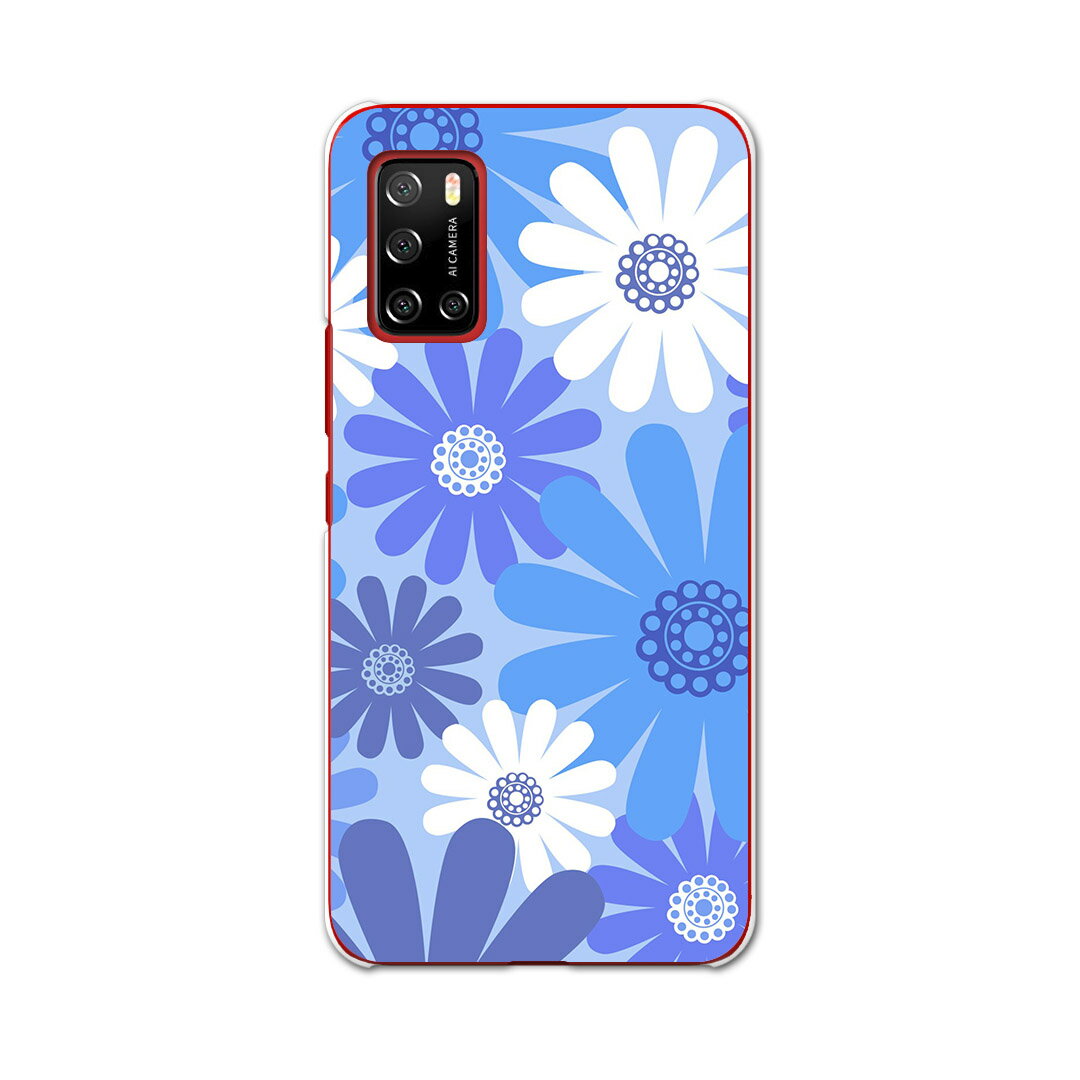 Rakuten BIG s 楽天モバイル 新型スマホ スマホ カバー ケース スマホケース スマホカバー PC ハードケース 000678 花 青色