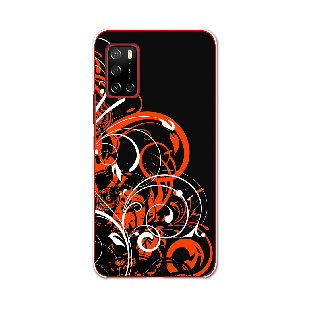 Rakuten BIG s 楽天モバイル 新型スマホ スマホ カバー ケース スマホケース スマホカバー PC ハードケース 007550 植物 赤 レッド 黒 ブラック