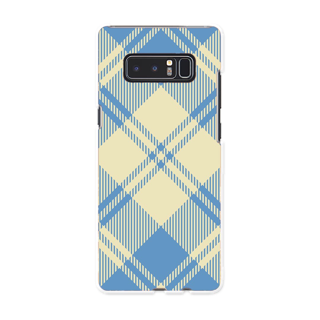 Galaxy Note8 SCV37 au エーユー スマホ カバー スマホケース ハード pc ケース チェック　模様　青　ブルー チェック・ボーダー 007428