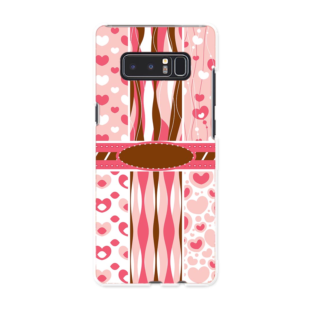 Galaxy Note8 SCV37 au エーユー スマホ カバー スマホケース ハード pc ケース ピンク　模様　ハート　茶色　ブラウン ラブリー 007977