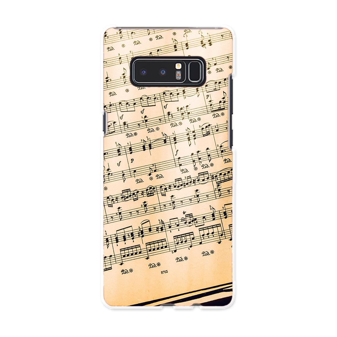 Galaxy Note8 SCV37 au エーユー スマホ カバー スマホケース ハード pc ケース 本 音符 楽譜 写真 ユニーク 007988