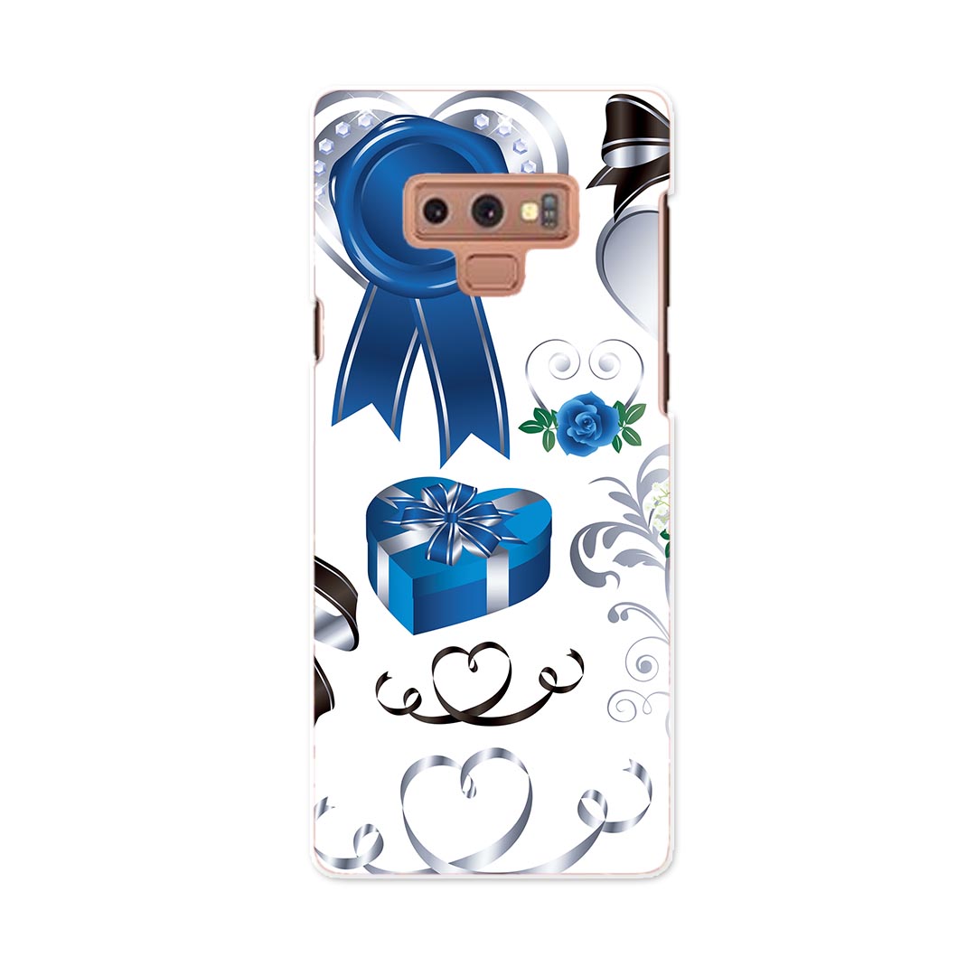 SC-01L Galaxy Note9 ギャラクシー ノートナイン docomo ドコモ sc01l スマホ カバー ケース スマホケース スマホカバー PC ハードケース 008302 ホワイトデー　ハート　リボン　青　ブルー