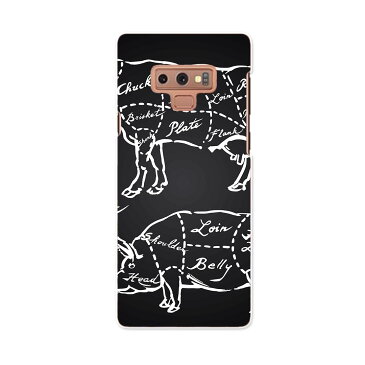 SC-01L Galaxy Note9 ギャラクシー ノートナイン docomo ドコモ sc01l スマホ カバー ケース スマホケース スマホカバー PC ハードケース 008358 白黒 牛 豚 肉 イラスト