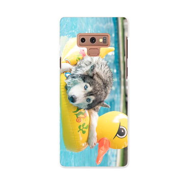 SCV40 Galaxy Note9 ギャラクシー ノートナイン au エーユー scv40 スマホ カバー スマホケース スマホカバー PC ハードケース 014842 犬 シベリアンハスキー ひよこ プール