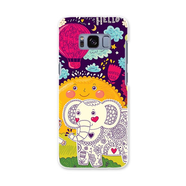 SC-02J Galaxy S8 ギャラクシー エス エイト sc02j docomo ドコモ スマホ カバー ケース スマホケース スマホカバー PC ハードケース イラスト　太陽　ぞう　花 ラブリー 005334