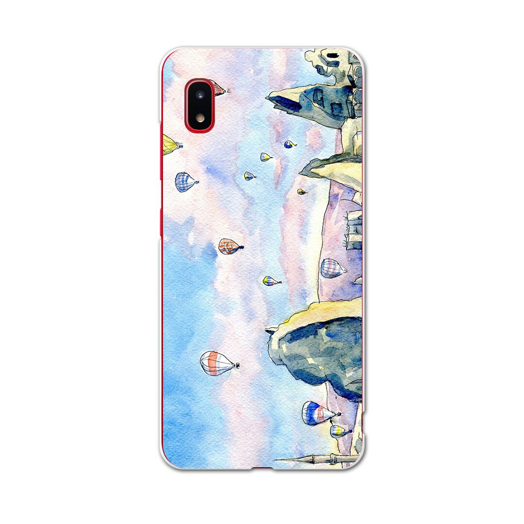 SCV46 Galaxy A20 ギャラクシー エートゥエンティ scv46 au エーユー スマホ カバー ケース スマホケース スマホカバー TPU ソフトケース 013535 水彩　気球　風景