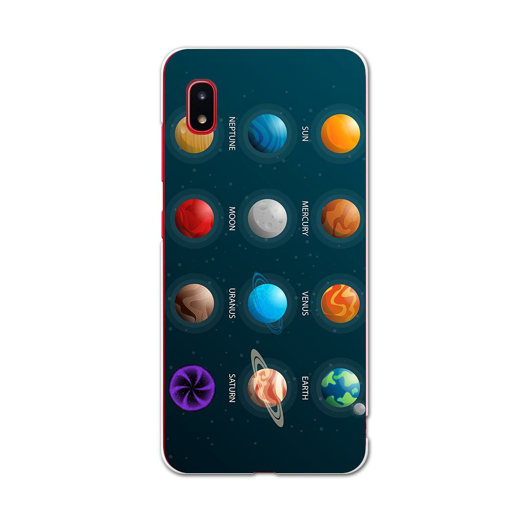 Galaxy A20 SC-02M ギャラクシー sc02m 専用 ショルダーケース ソフトケース スマホカバー 落下防止 スマホケース 斜めかけ 縄掛けケース 耐衝撃 tpu 015923 太陽系　宇宙　惑星 — vista 2