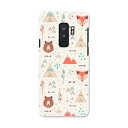 SCV39 Galaxy S9+ ギャラクシー エスナインプラス au エーユー スマホ カバー スマホケース スマホカバー PC ハードケース 010722 動物 きつね イラスト くま(2)