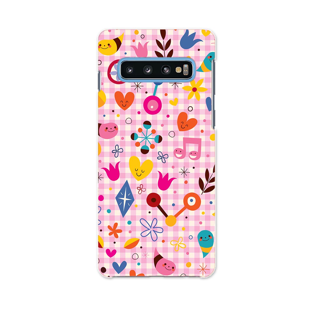 SC-03L Galaxy S10 ギャラクシー エステン docomo ドコモ sc03l スマホ カバー ケース スマホケース スマホカバー TPU ソフトケース 008477 カラフル　ハート　フラワー　花　ピンク