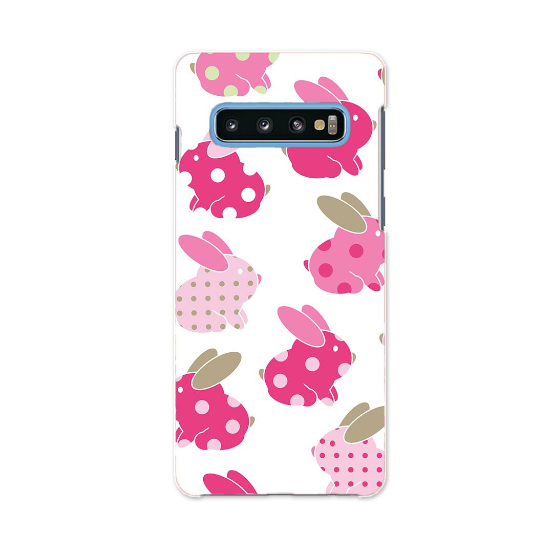 SC-03L Galaxy S10 ギャラクシー エステン docomo ドコモ sc03l スマホ カバー ケース スマホケース スマホカバー TPU ソフトケース 008902 うさぎ　イラスト　ピンク　水玉