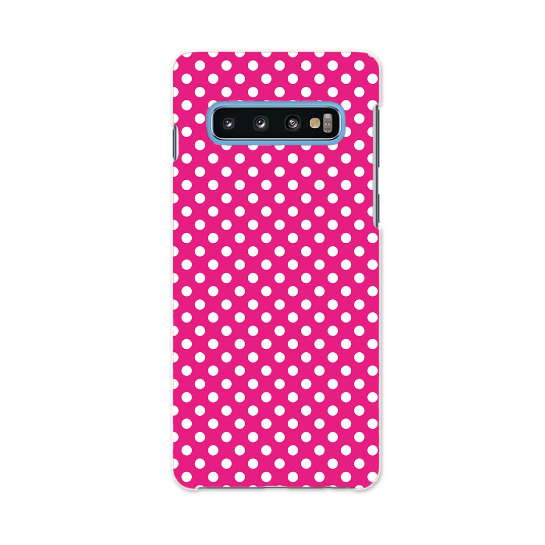 SCV41 Galaxy S10 ギャラクシー エステン au エーユー scv41 スマホ カバー ケース スマホケース スマホカバー PC ハードケース 009066 シンプル　水玉　ドット　ピンク