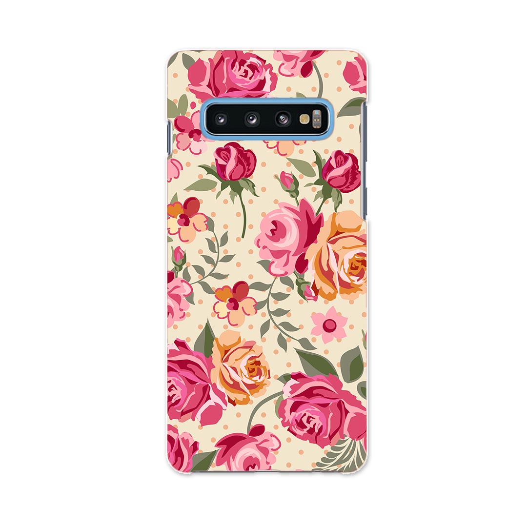 SCV42 Galaxy S10+ ギャラクシー エステンプラス au エーユー scv42 スマホ カバー ケース スマホケース スマホカバー PC ハードケース 004834 薔薇 花 ピンク