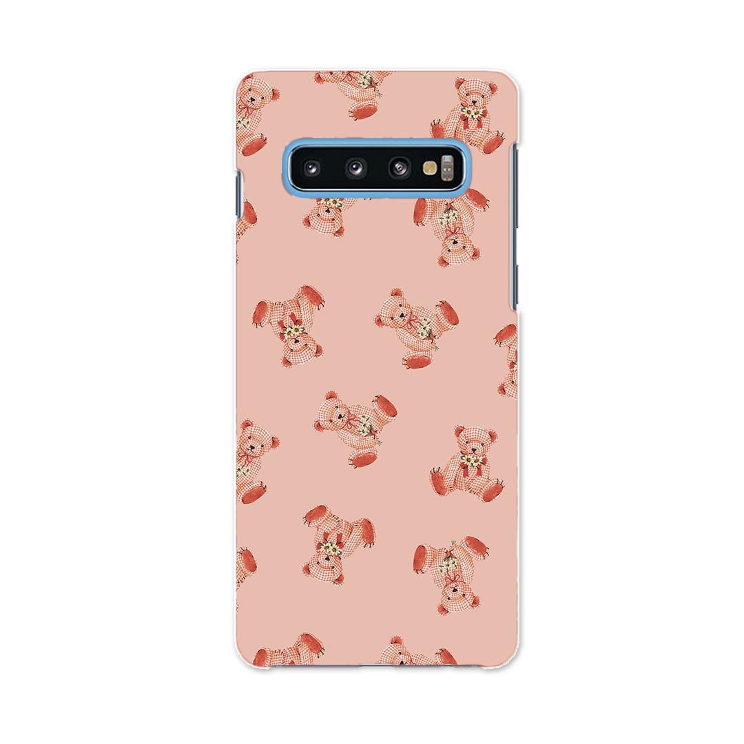 SCV42 Galaxy S10+ ギャラクシー エステンプラス au エーユー scv42 スマホ カバー ケース スマホケース スマホカバー PC ハードケース 010195 動物　熊　ピンク