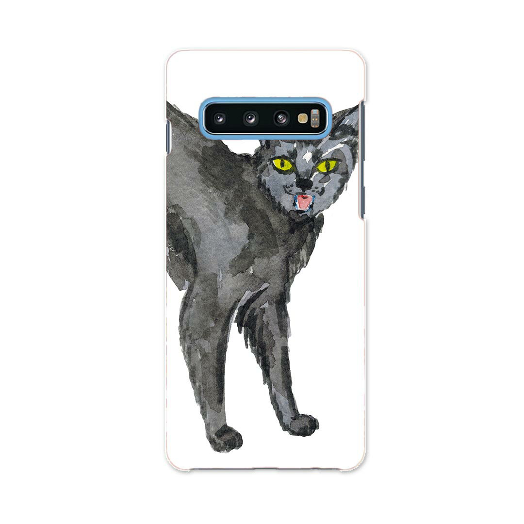 SCV42 Galaxy S10+ ギャラクシー エステンプラス au エーユー scv42 スマホ カバー ケース スマホケース スマホカバー PC ハードケース 014712 ハロウィン　黒猫