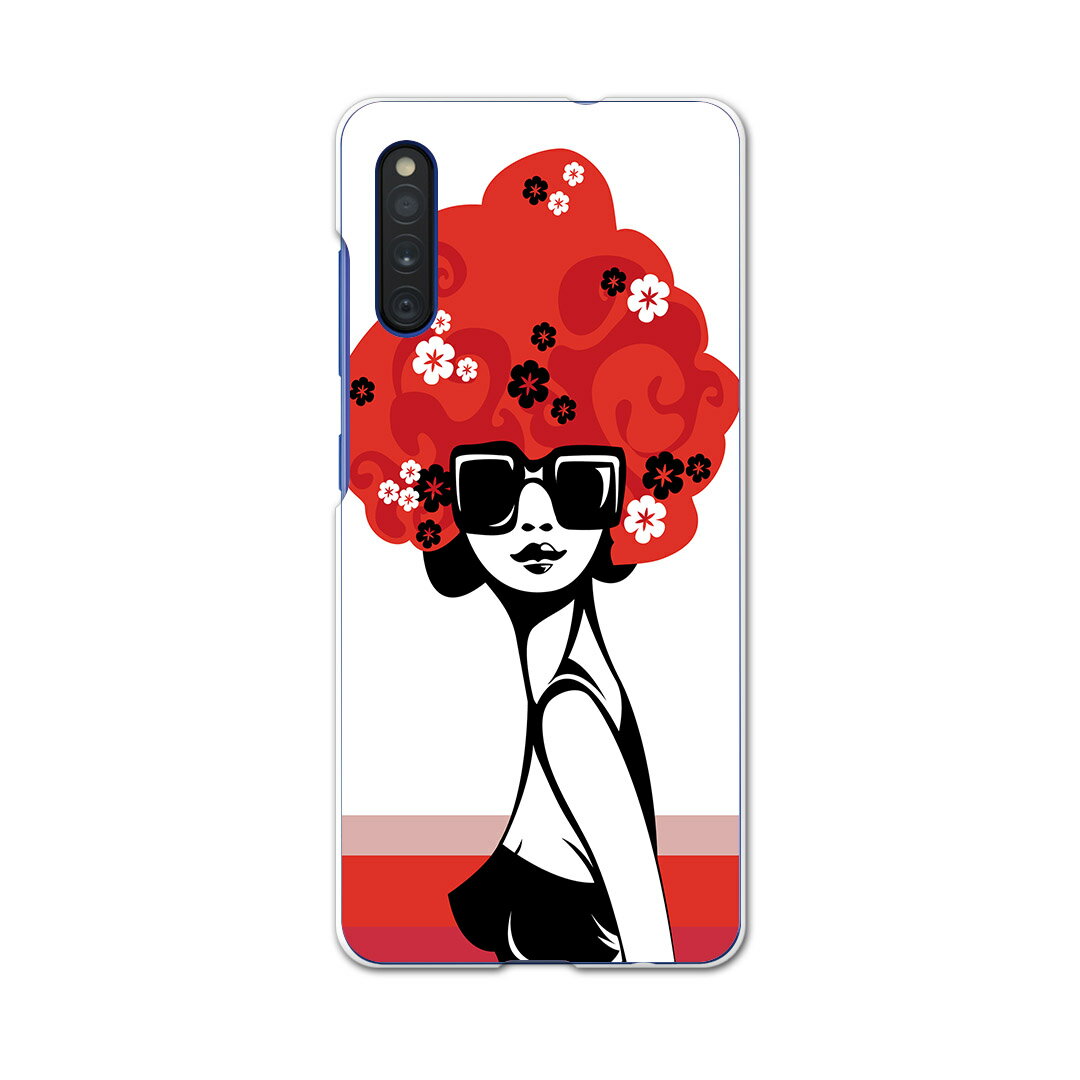 Galaxy A41 SC-41A ギャラクシー sc41a docomo ドコモ スマホカバー カバー ケース pc ハードケース 001214 アフロ　花　女の人