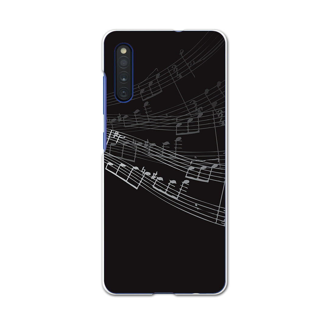Galaxy A41 SC-41A ギャラクシー sc41a docomo ドコモ スマホカバー カバー ケース pc ハードケース 008511 黒　ブラック　音符　楽譜　ハート