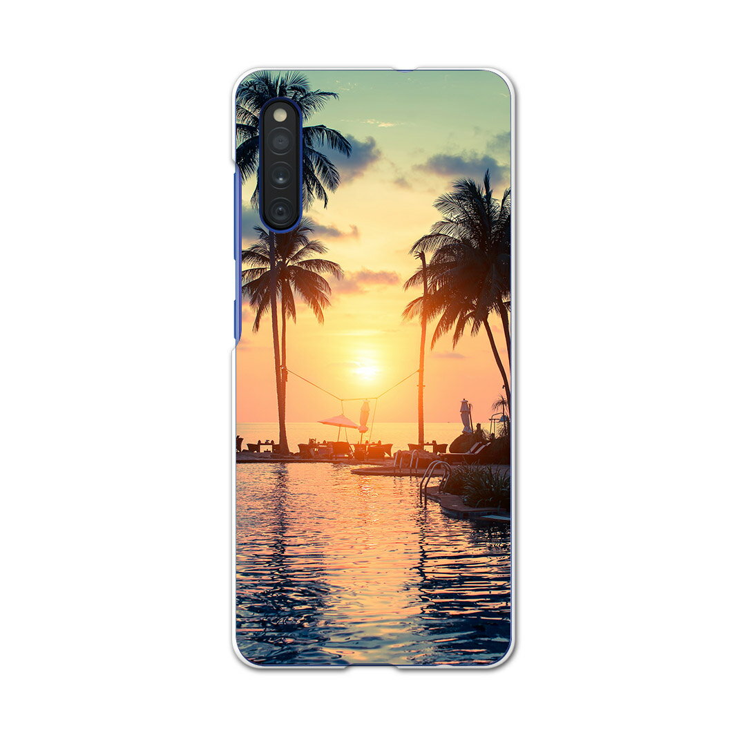Galaxy A41 SC-41A ギャラクシー sc41a docomo ドコモ スマホカバー カバー ケース pc ハードケース 011779 写真　ヤシの木　夕焼け