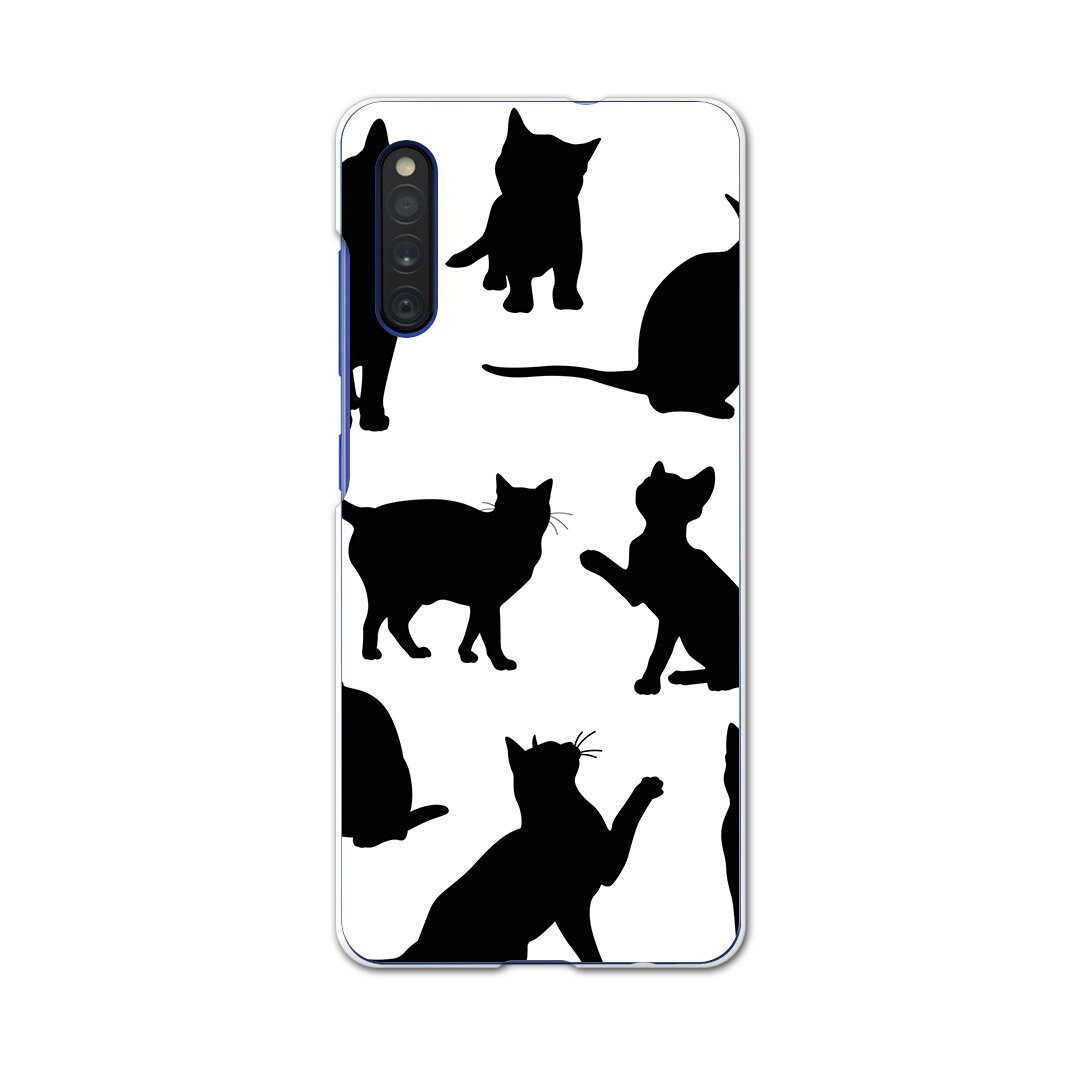 Galaxy A41 SCV48 ギャラクシー scv48 au エーユー スマホ カバー ケース スマホケース スマホカバー PC ハードケース 013526 猫　シルエット　影