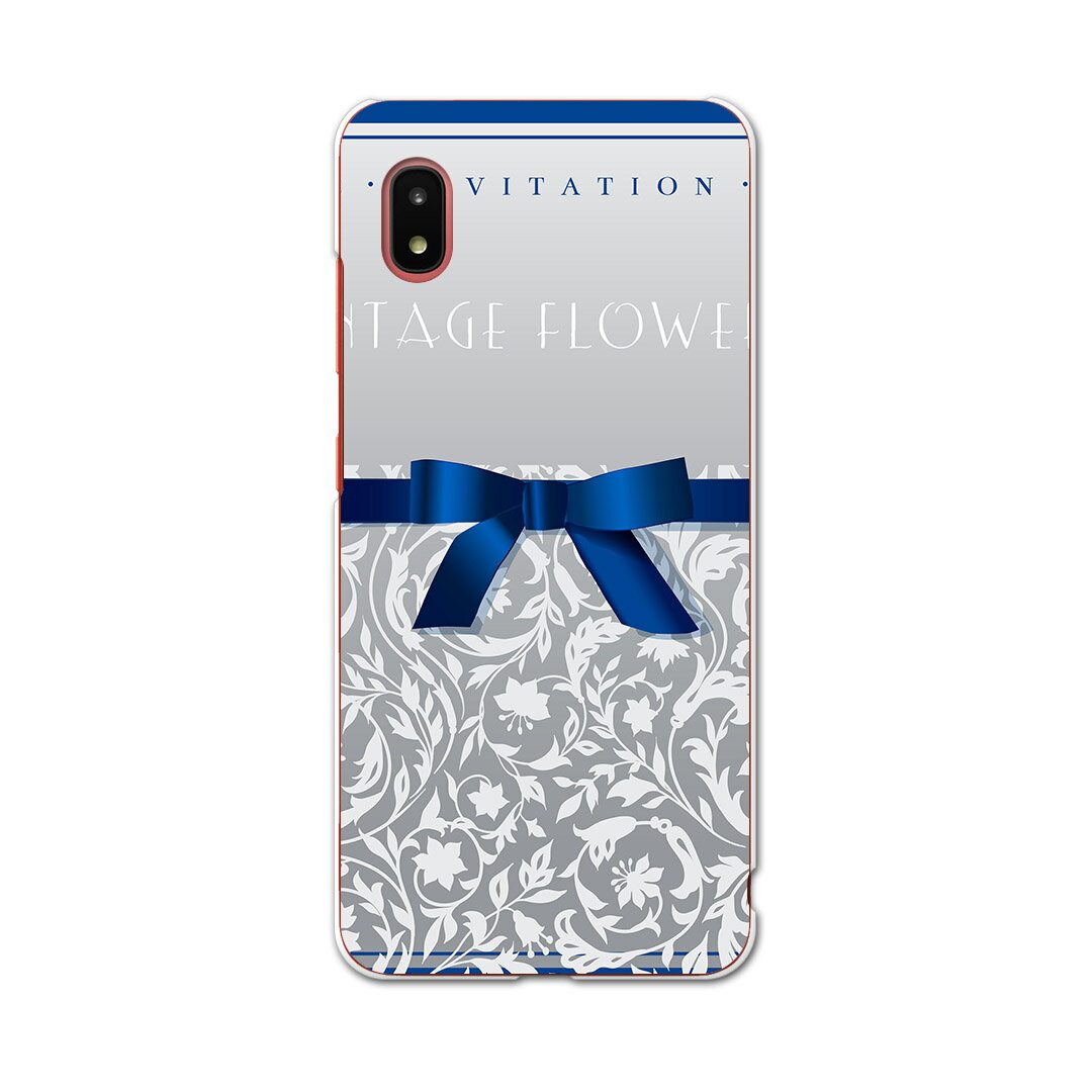 Galaxy A21 SC-42A 専用ハードケース igcase sc42a スマホカバー カバー ケース pc ハードケース 005474 ラグジュアリー 青 リボン 花 フラワー