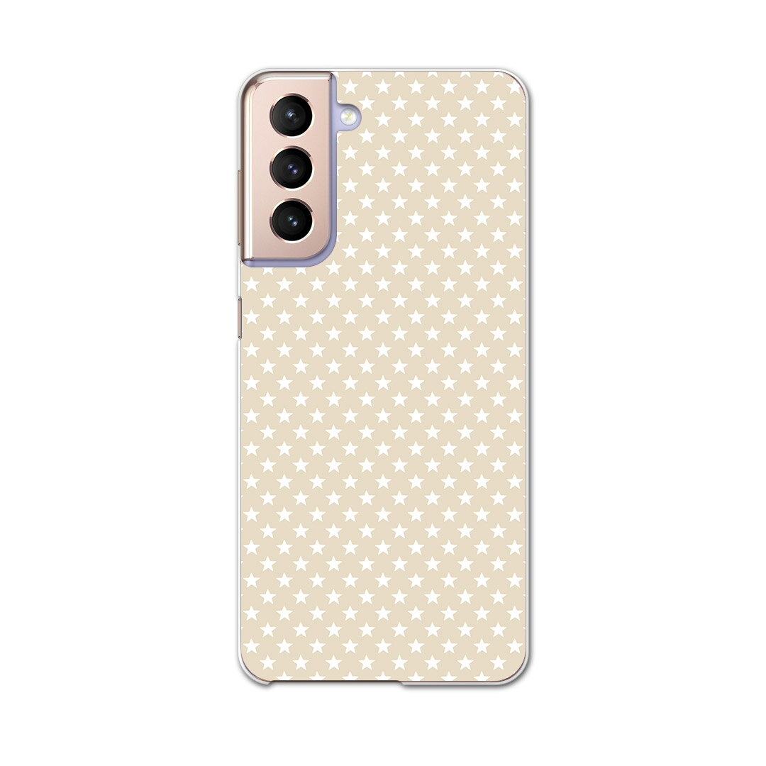 乐天商城 - Galaxy S21 5G SCG09 ギャラクシー サムスン au エーユー スマホ カバー ケース スマホケース スマホカバー PC ハードケース 005173 ベージュ　星　柄