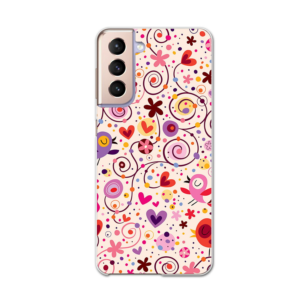 乐天商城 - Galaxy S21 5G SC-51B ギャラクシー サムスン docomo ドコモスマホ カバー ケース スマホケース スマホカバー PC ハードケース 006513 鳥　ハート　模様