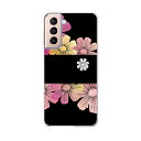 Galaxy S21 5G SCG09 ギャラクシー サムスン au エーユー スマホ カバー ケース スマホケース スマホカバー PC ハードケース 007759 花 フラワー 黒 ブラック(2)