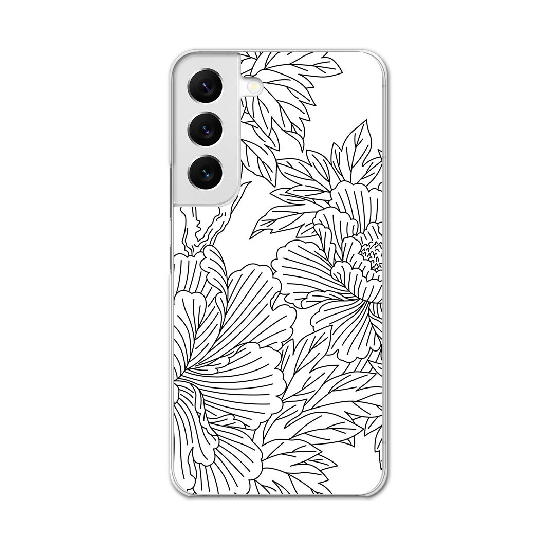 乐天商城 - Galaxy S22 専用ハードケース SC-51C / SCG13 共通対応 sc51c igcase スマホカバー カバー ケース pc ハードケース 007877 花　　イラスト　白黒