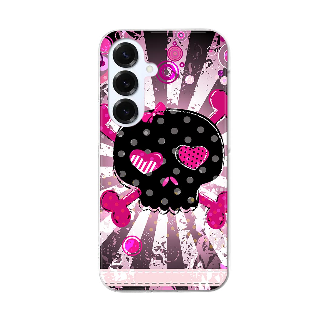Galaxy S25 用 SC-51F / SCG31 (SM-S931) 共通対応 ハードケース sc51f ケース カバー ハードケース 002920 ドクロ　骸骨　ピンク