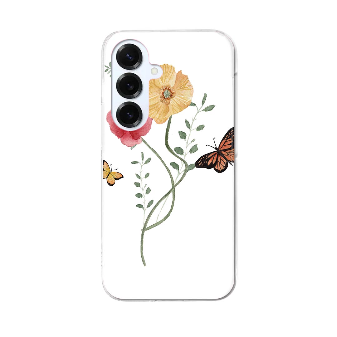 樂天商城 - Galaxy S25 用 SC-51F / SCG31 (SM-S931) 共通対応 ハードケース sc51f ケース カバー ハードケース 031837 花 蝶々 イエロー