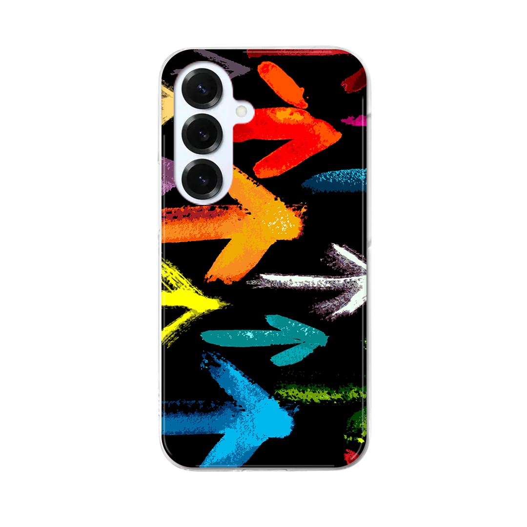 Galaxy S25 用 SC-51F / SCG31 (SM-S931) 共通対応 ハードケース sc51f ケース カバー ハードケース 007484 カラフル　矢印　模様　黒　ブラック