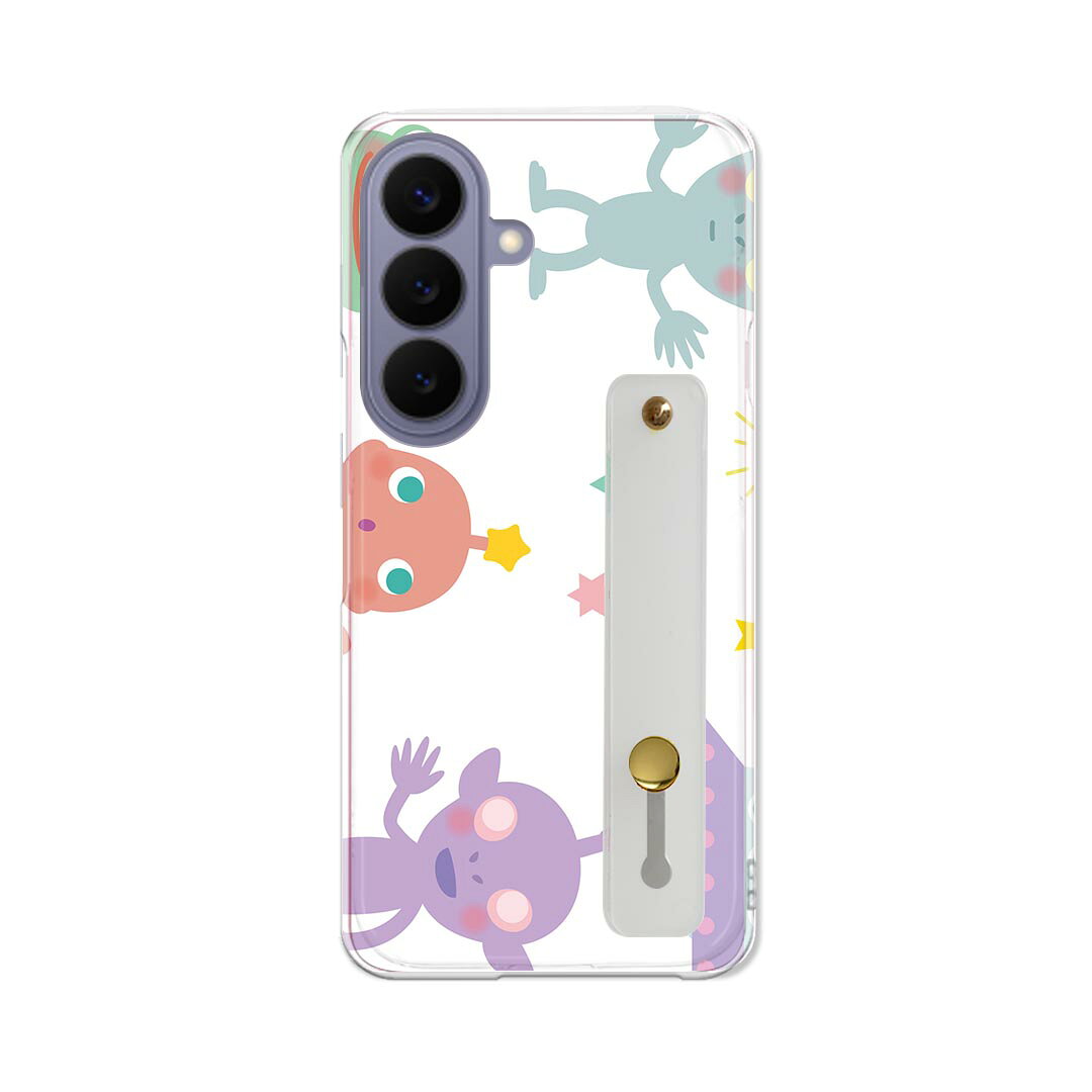Rakuten - 【送料無料】Galaxy S26 用 スマホカバー SC-51G / SCG36 共通対応 ハードケース スマホ ベルト付 スマホバンド 落下防止 シリコン スタンド機能付 スリム 背面 片手持ち カバー 携帯リング フィンガーリング 角度調整 009397 宇宙　キャラクター