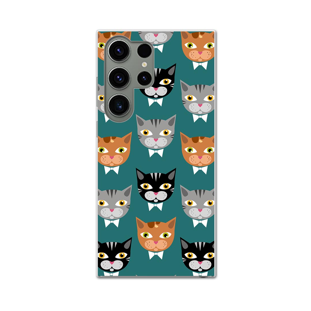 Galaxy S23 Ultra 用 ハード ケース SC-52D / SCG20 各キャリア 共通対応 ケース カバー sc52d ハードケース 010213 猫　キャラクター　緑