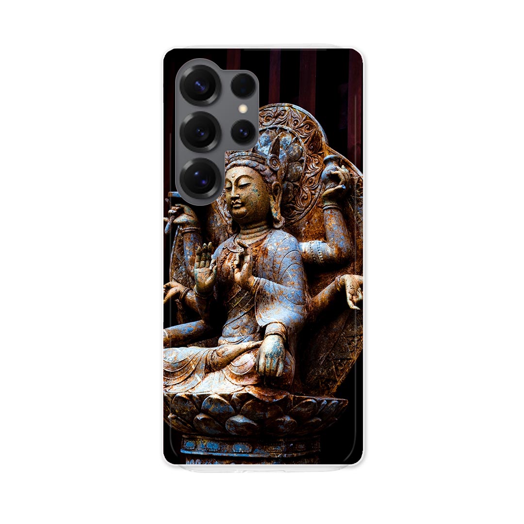 Galaxy S25 Ultra 用 スマホカバー SC-52F / SCG32 共通対応 sc52f ケース カバー ハードケース 005093 仏像　写真　黒