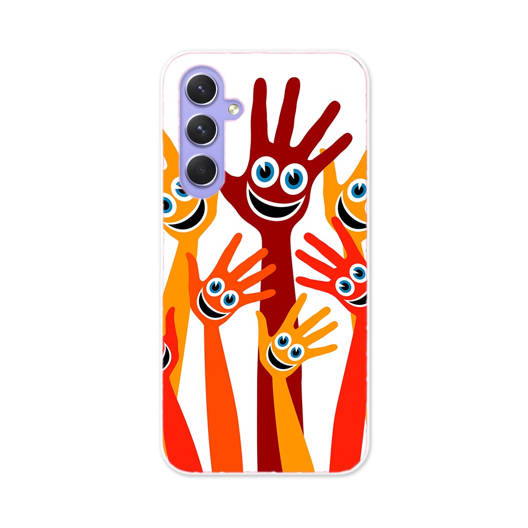 Galaxy A54 5G ギャラクシー SC-53D SCG21 専用 ケース 共通対応 sc53d igcase スマホカバー カバー ケース pc ハードケース 000903 スマイル　手(2.0)
