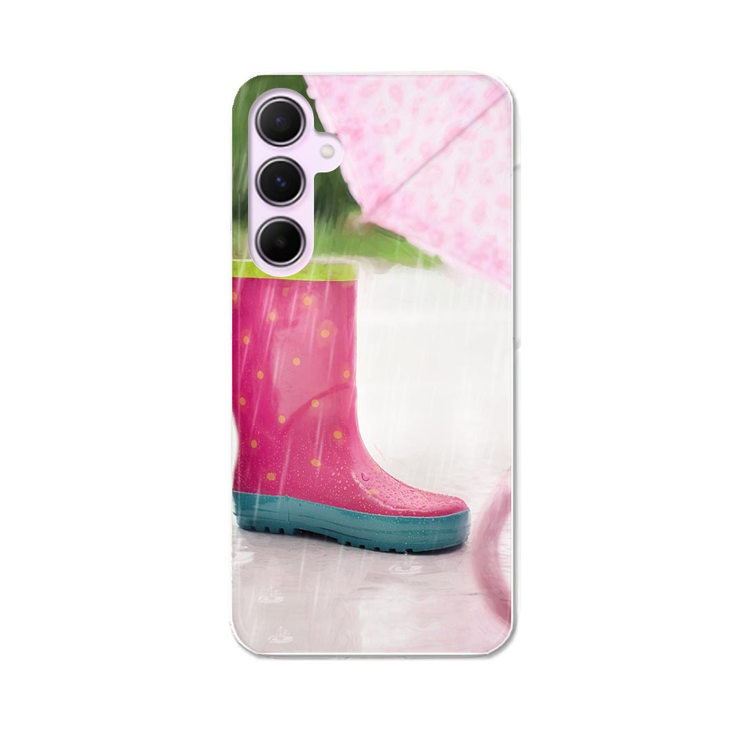 Galaxy A55 5G 用 ハードケース SC-53E / SCG27 共通対応 ケース カバー ハードケース 025794 雨 レインブーツ 長靴