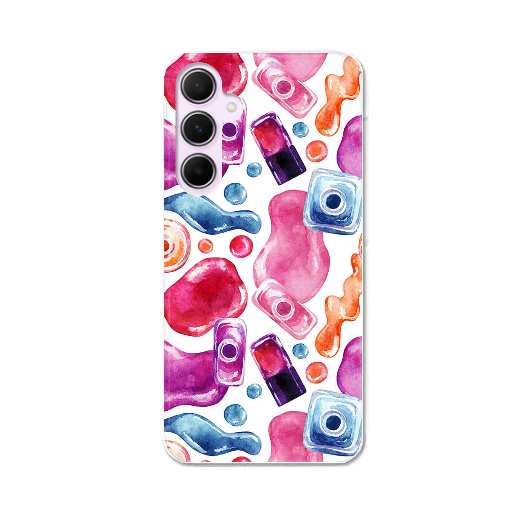 Galaxy A55 5G 用 ハードケース SC-53E / SCG27 共通対応 ケース カバー ハードケース 012570 マニキュア おしゃれ ピンク